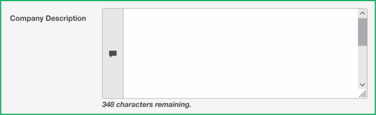 Company description field