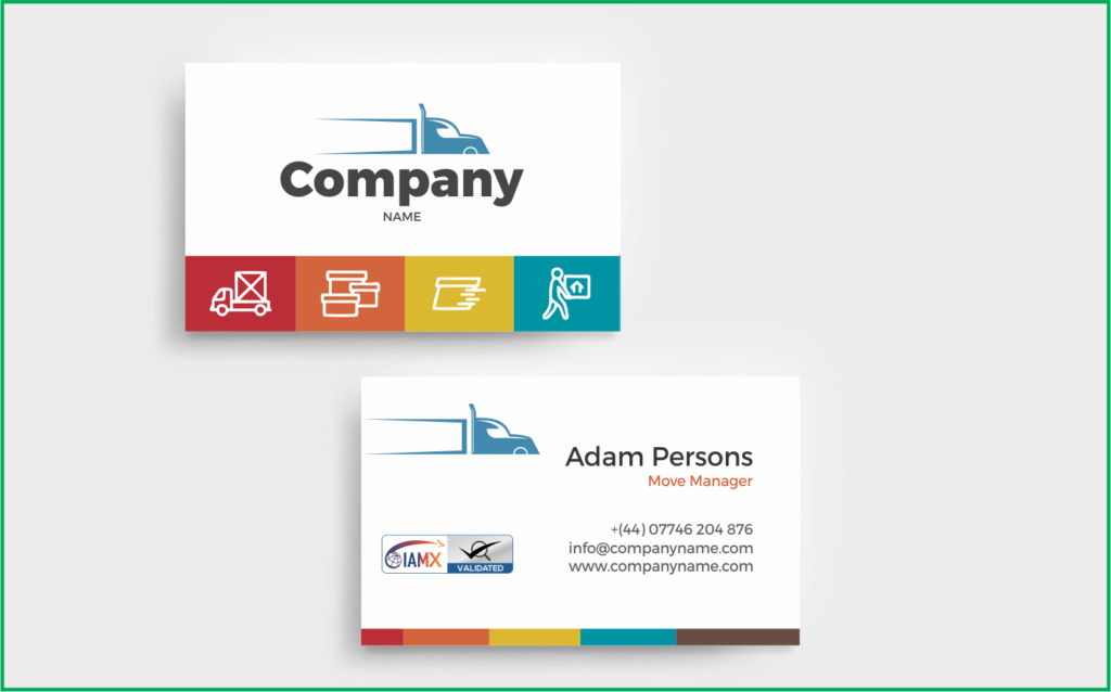 Example of IAMX Validated logo on a business card