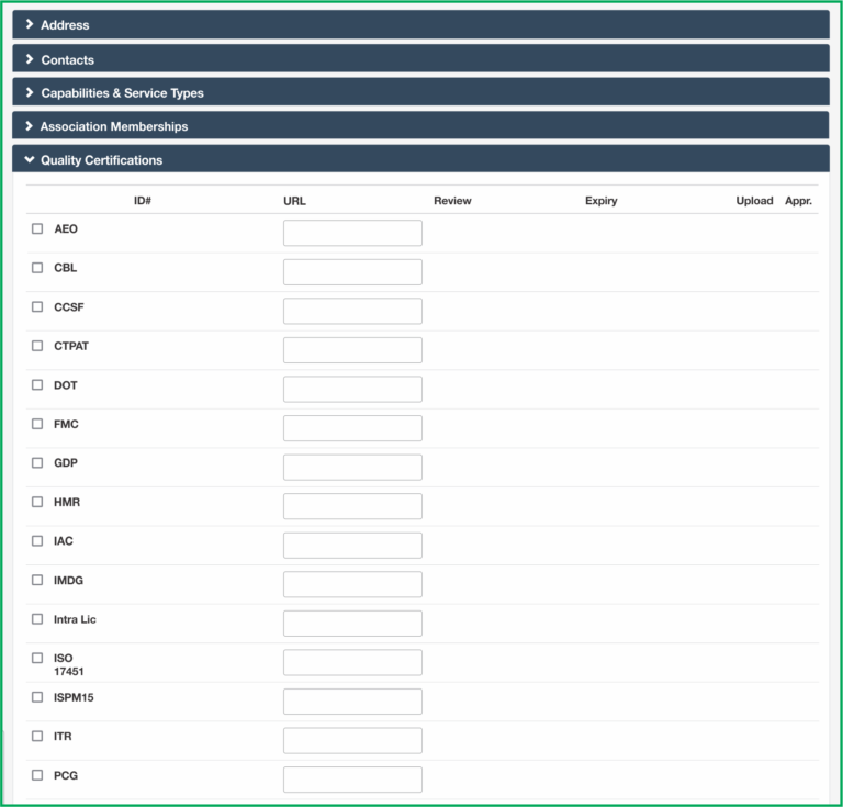 Compliance and licenses checkboxes