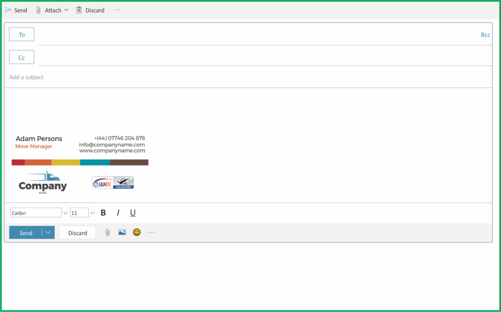 Example of IAMX Validated logo in an email signature