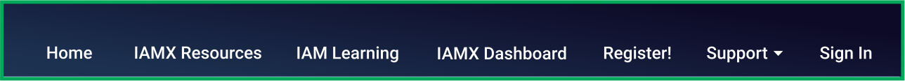 IAMX top navigation bar